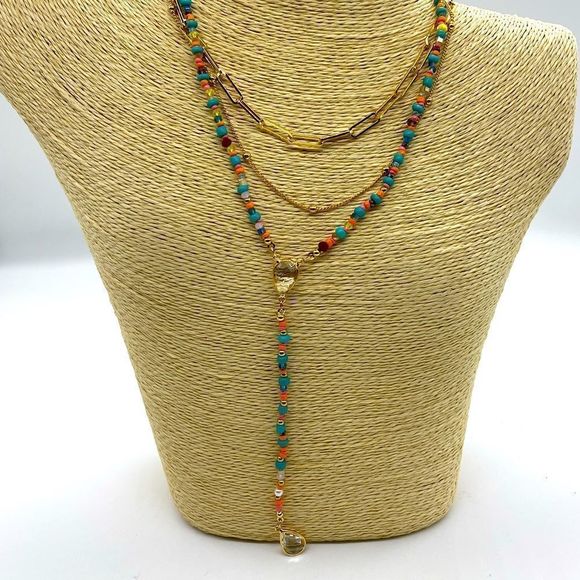 ✨Ann Taylor BoHo LOFT 3-Layer Beaded Necklace🍸✨ - Picture 2 of 5